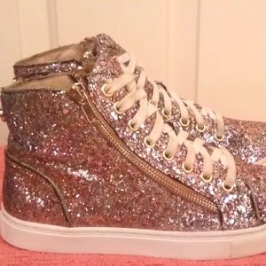 Steve Madden Glitter Zip High Top Sneakers Shoes